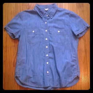 J.Crew short sleeved mock-denim blouse, sz M